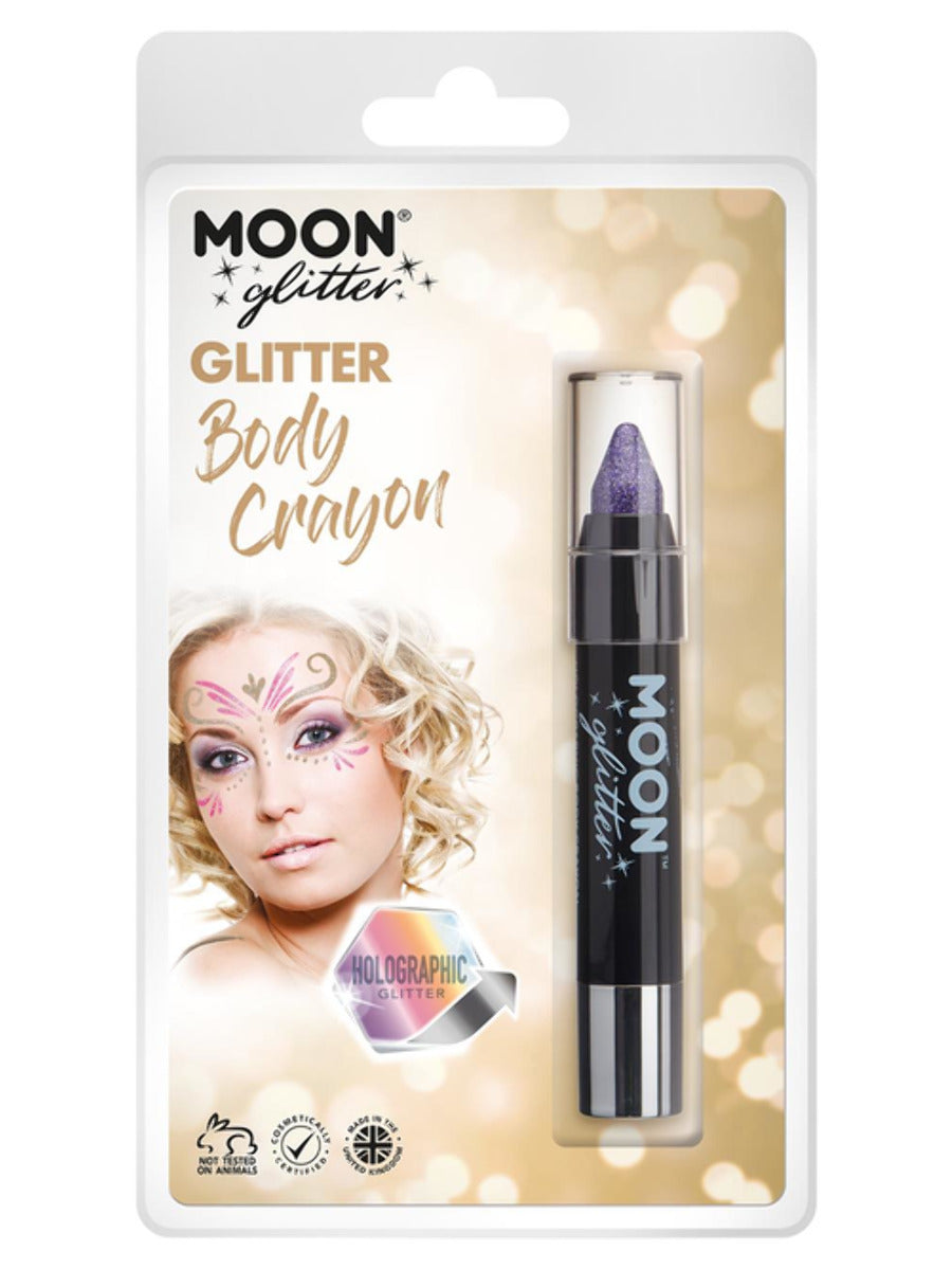 Moon Glitter Holographic Body Crayons, Purple, Clamshell, 3.2g
