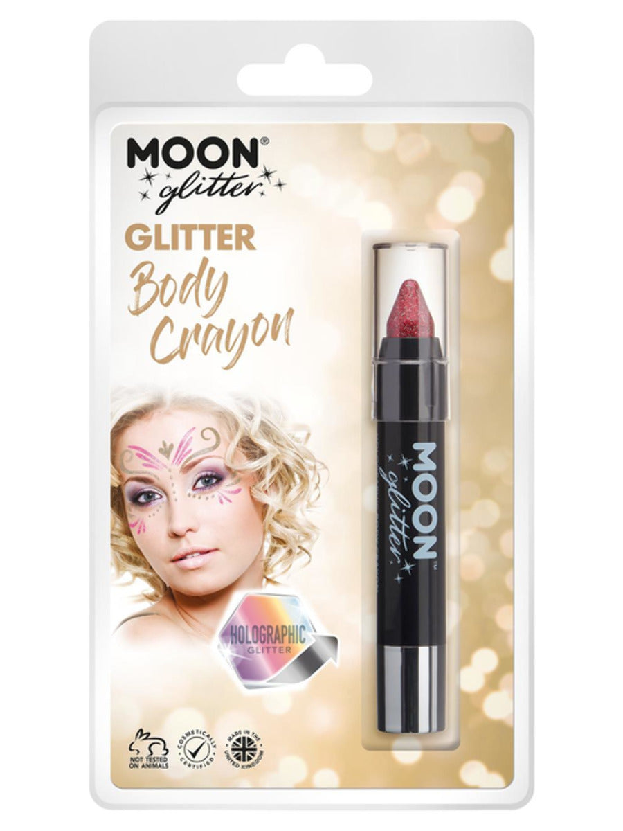Moon Glitter Holographic Body Crayons, Red, Clamshell, 3.2g