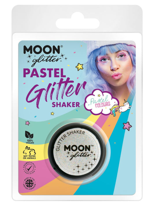 Moon Glitter Pastel Glitter Shakers, White, Clamshell, 5g
