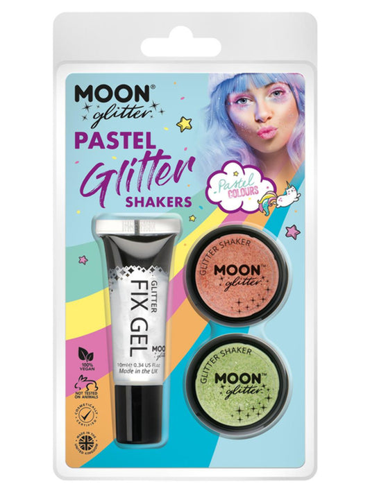 Moon Glitter Pastel Glitter Shakers, Clamshell, 5g - Fix Gel, Peach, Mint