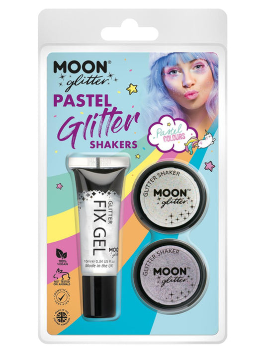 Moon Glitter Pastel Glitter Shakers, Clamshell, 5g - Fix Gel, White, Lilac