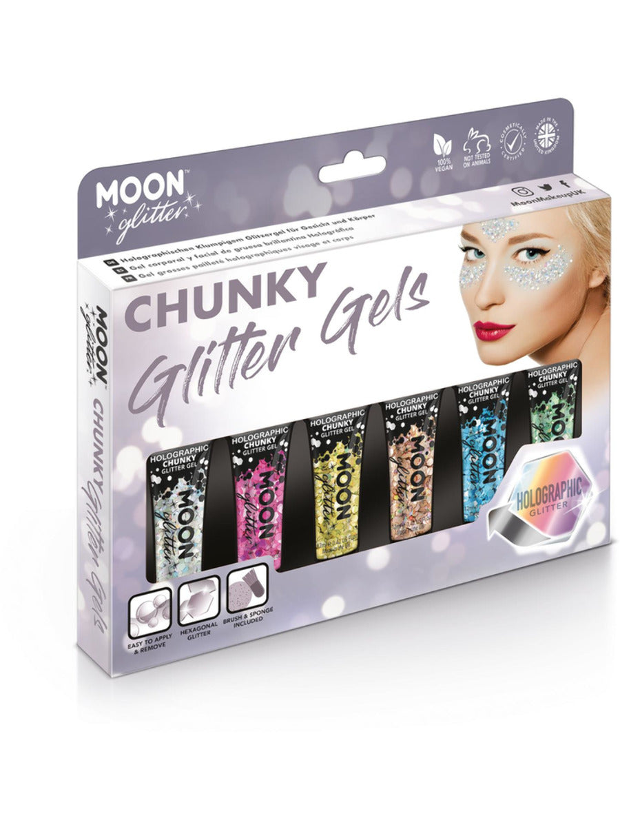 Moon Glitter Holographic Chunky Glitter Gel, Assorted, Boxset, 12ml