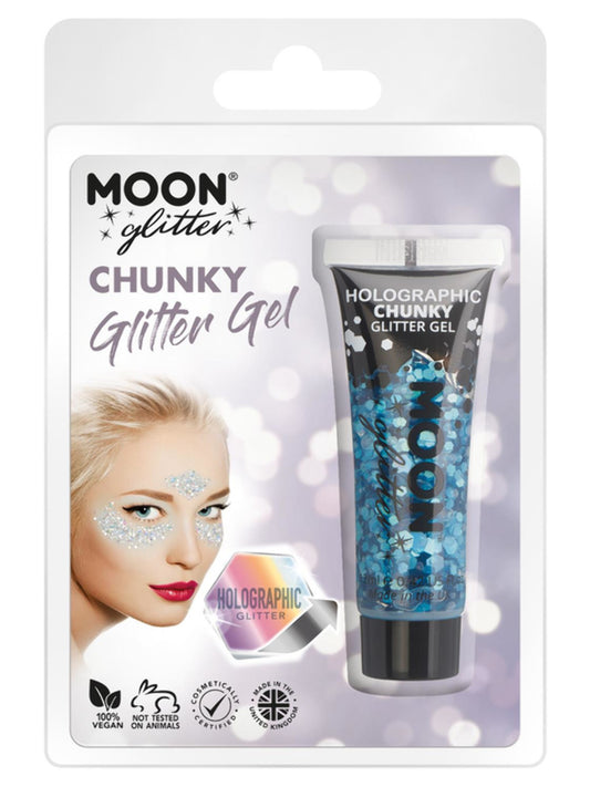 Moon Glitter Holographic Chunky Glitter Gel, Blue, Clamshell, 12ml