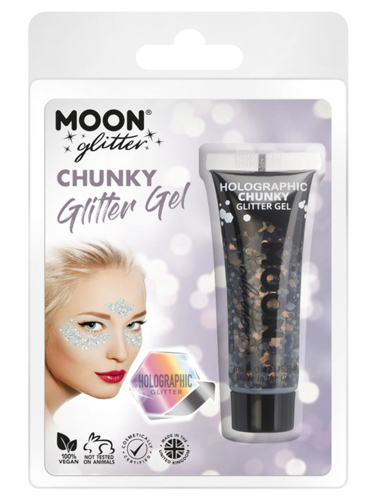 Moon Glitter Holographic Chunky Glitter Gel, Black, Clamshell, 12ml