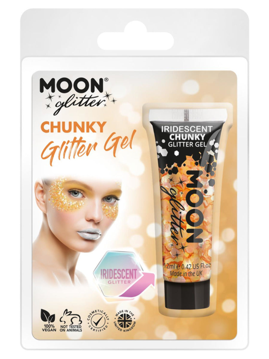 Moon Glitter Iridescent Chunky Glitter Gel, Orange, Clamshell, 12ml