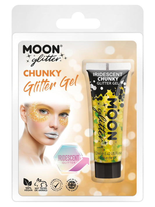 Moon Glitter Iridescent Chunky Glitter Gel, Yellow, Clamshell, 12ml
