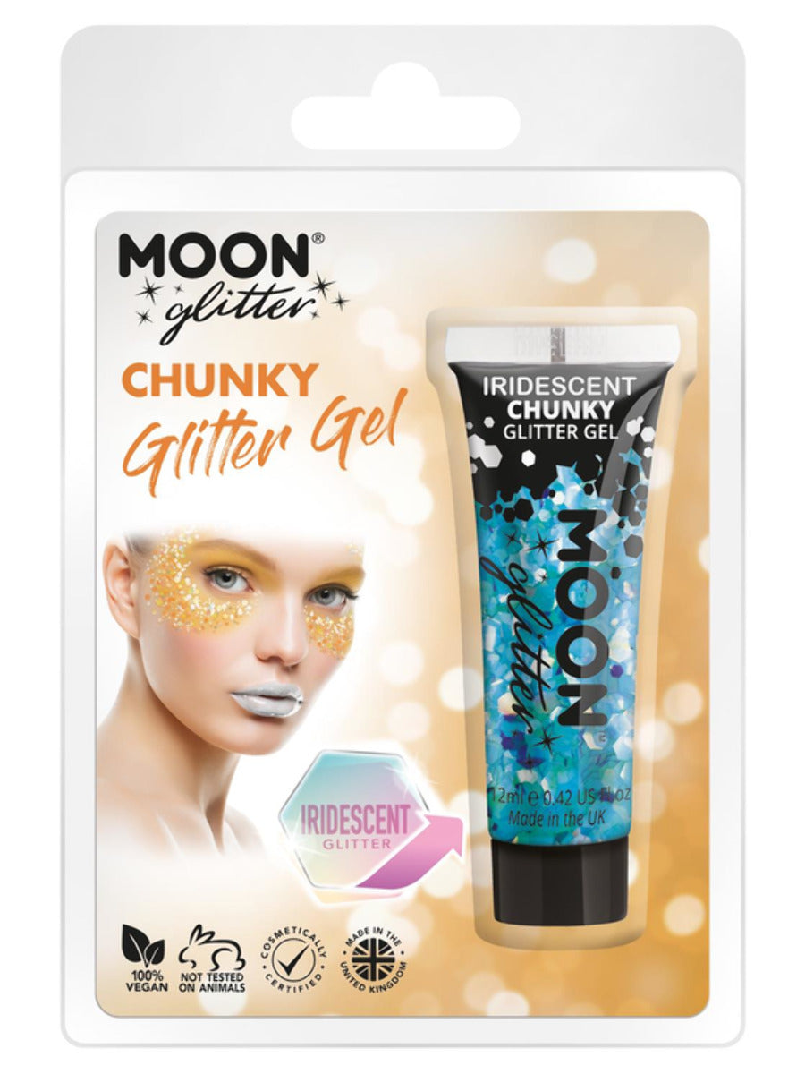 Moon Glitter Iridescent Chunky Glitter Gel, Blue, Clamshell, 12ml