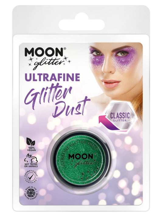 Moon Glitter Classic Ultrafine Glitter Dust, Green, Clamshell, 5g
