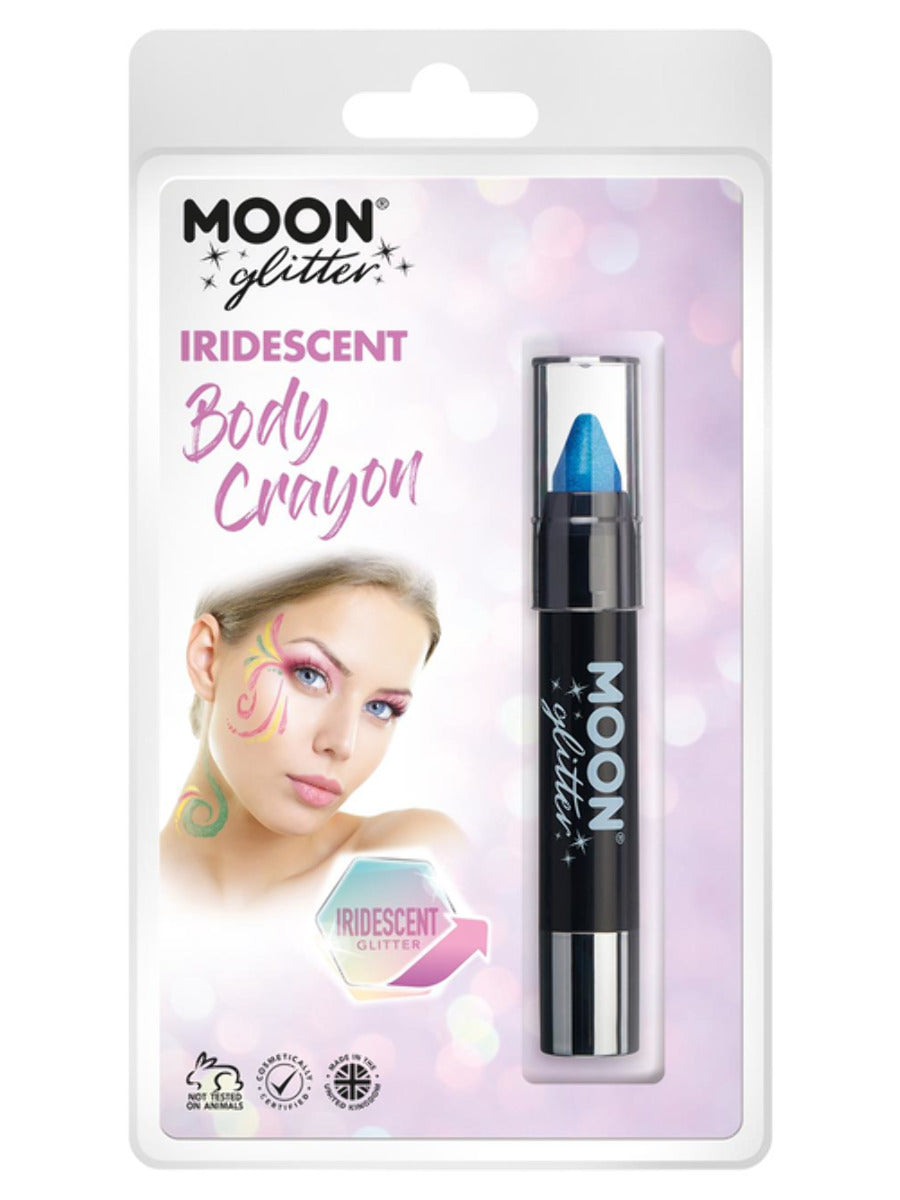 Moon Glitter Iridescent Body Crayons, Blue, Clamshell, 3.2g