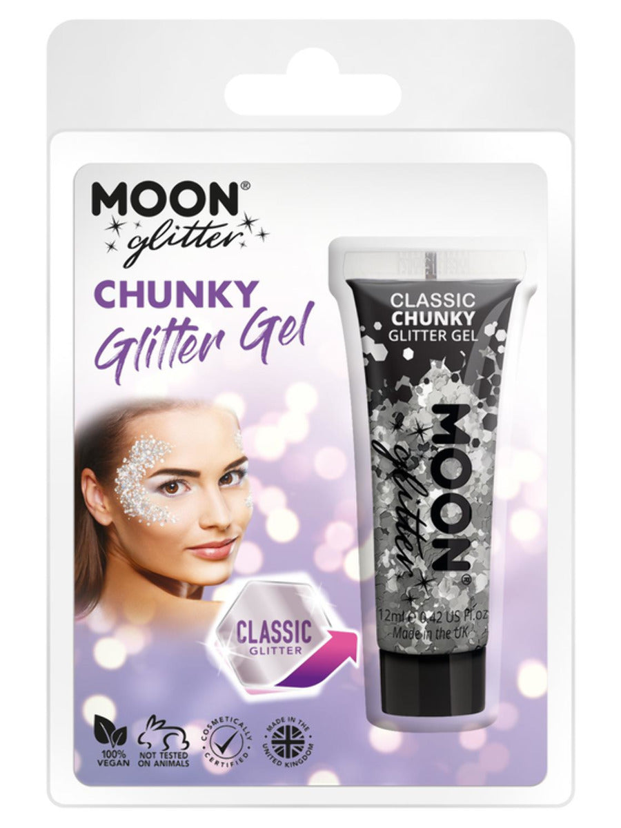Moon Glitter Classic Chunky Glitter Gel, Silver, Clamshell, 12ml