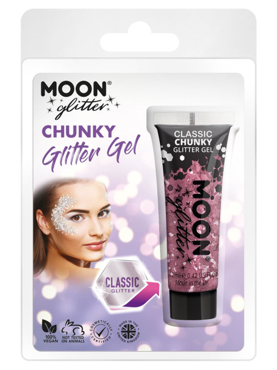Moon Glitter Classic Chunky Glitter Gel, Pink, Clamshell, 12ml