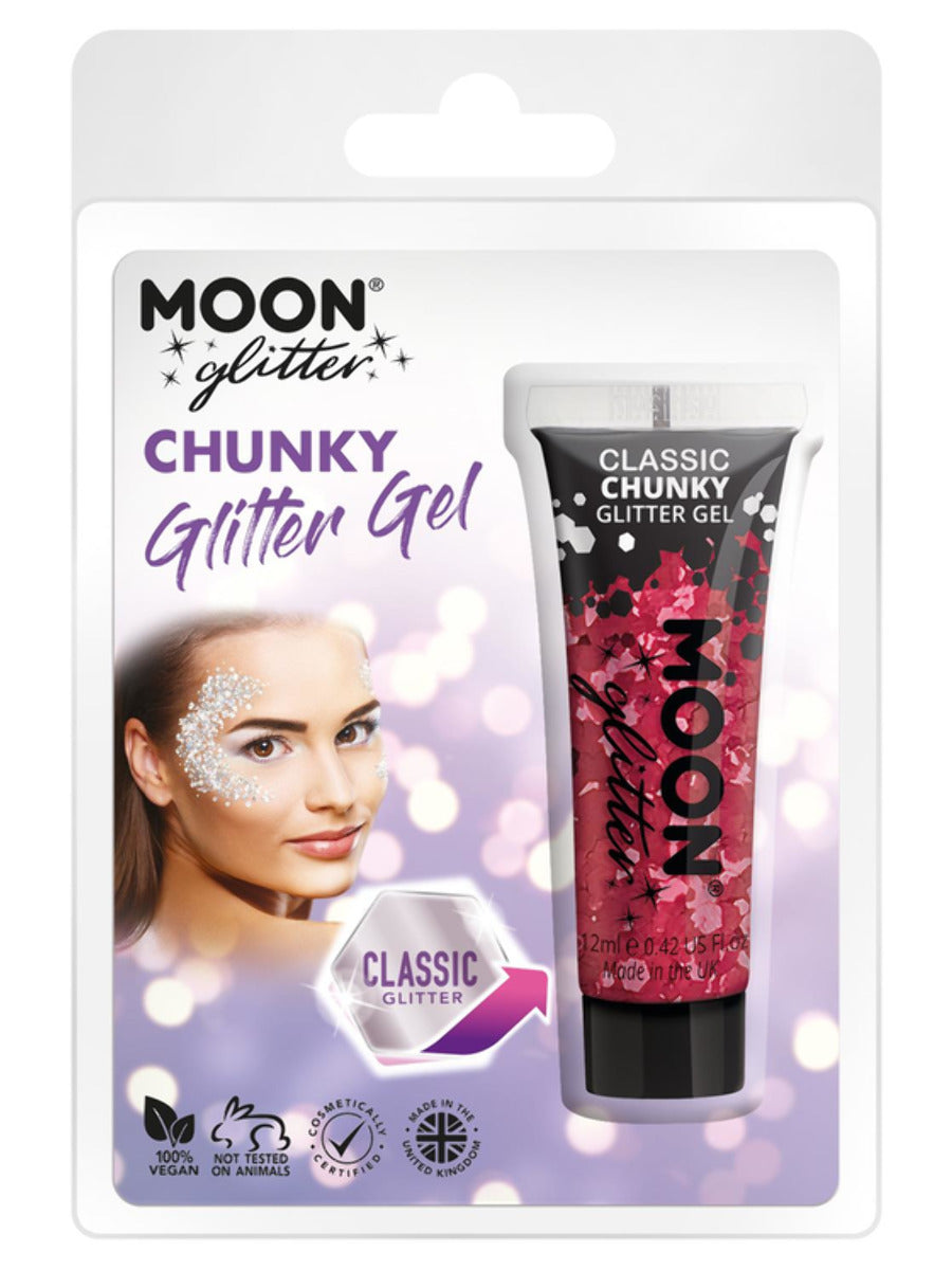 Moon Glitter Classic Chunky Glitter Gel, Red, Clamshell, 12ml
