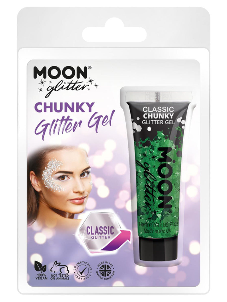 Moon Glitter Classic Chunky Glitter Gel, Green, Clamshell, 12ml