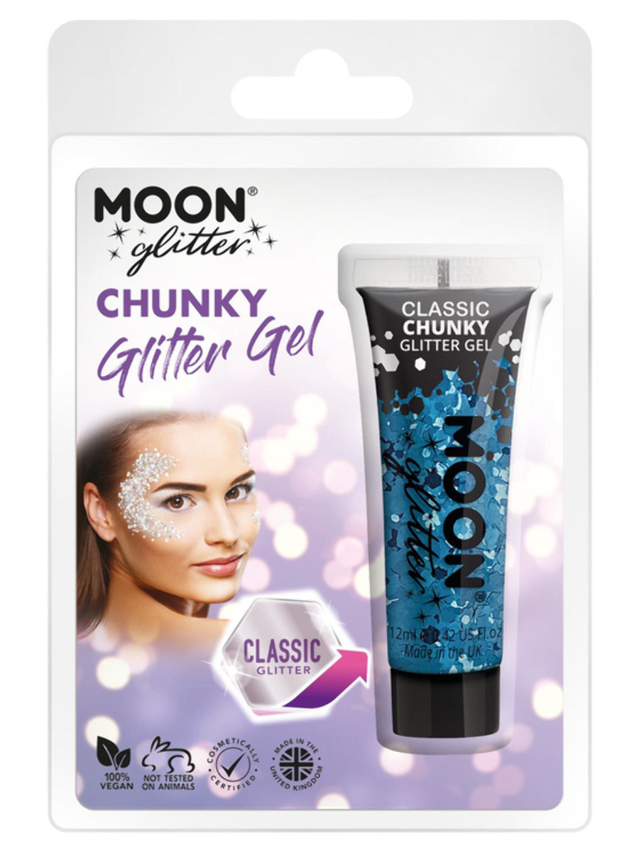 Moon Glitter Classic Chunky Glitter Gel, Blue, Clamshell, 12ml