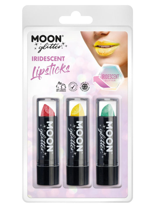 Moon Glitter Iridescent Glitter Lipstick, Clamshell, 4.2g - Cherry, Yellow, Green