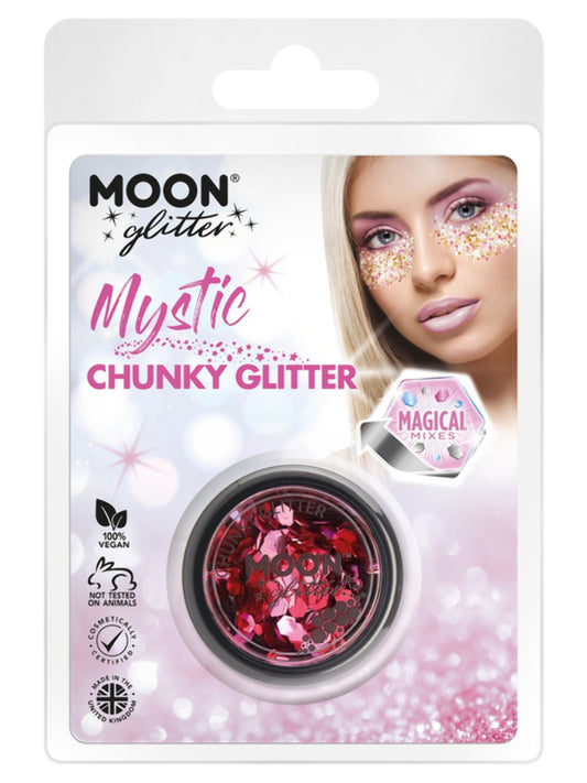 Moon Glitter Mystic Chunky Glitter, Mixed Colours, Clamshell, 3g, Valentines