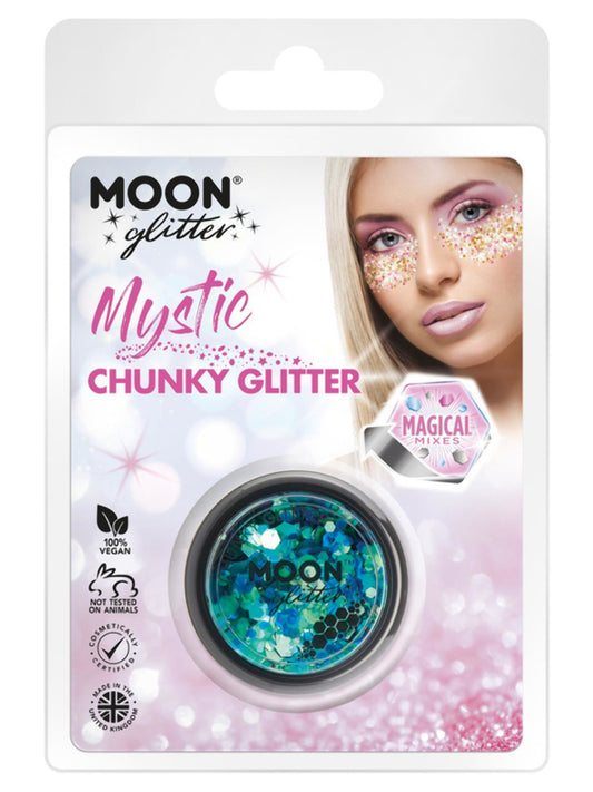 Moon Glitter Mystic Chunky Glitter, Mixed Colours, Clamshell, 3g, Atlantis