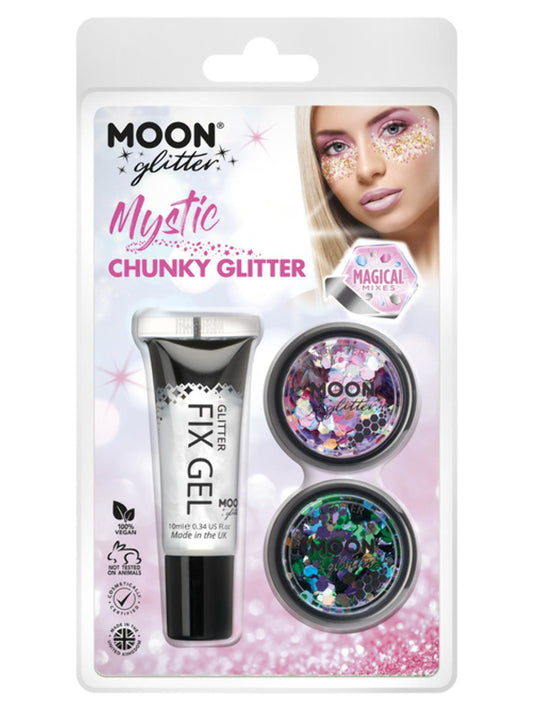 Moon Glitter Mystic Chunky Glitter, Clamshell, Mixed Colours, 3g - Fix Gel, Fairytale, Galaxy