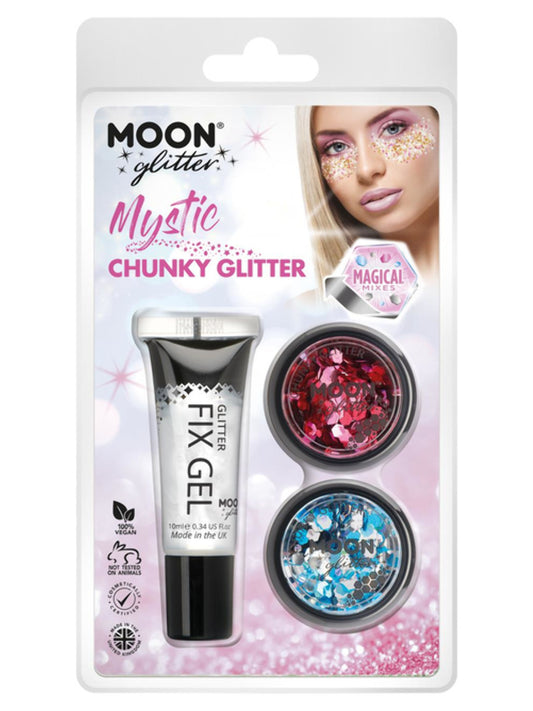 Moon Glitter Mystic Chunky Glitter, Clamshell, Mixed Colours, 3g - Fix Gel, Valentines, Frozen