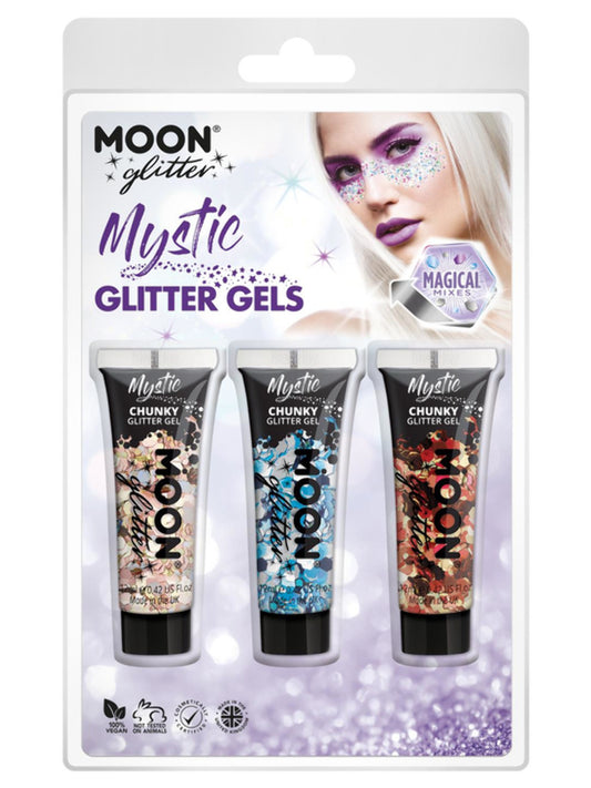Moon Glitter Mystic Chunky Glitter Gel, Clamshell, Mixed Colours, 12ml - Prosecco, Frozen, Autumn