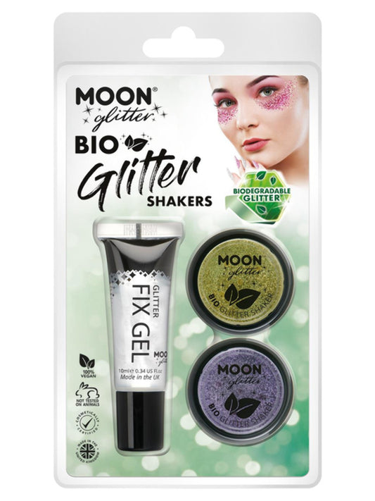Moon Glitter Bio Glitter Shakers, Clamshell, 5g - Fix Gel, Gold, Lavender