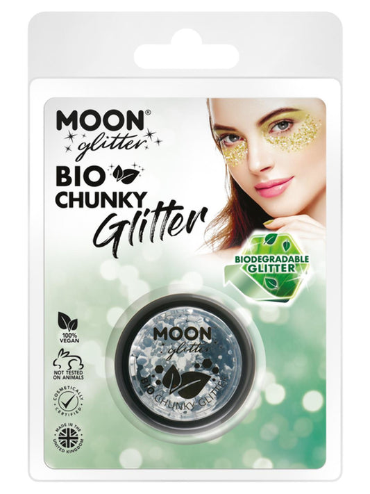 Moon Glitter Bio Chunky Glitter, Silver, Clamshell, 3g