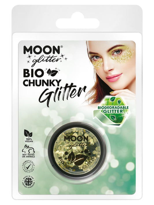 Moon Glitter Bio Chunky Glitter, Gold, Clamshell, 3g