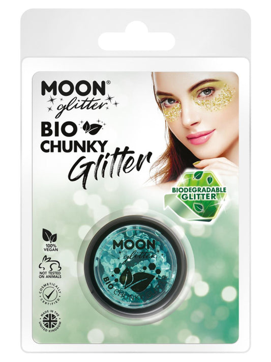 Moon Glitter Bio Chunky Glitter, Turquoise, Clamshell, 3g