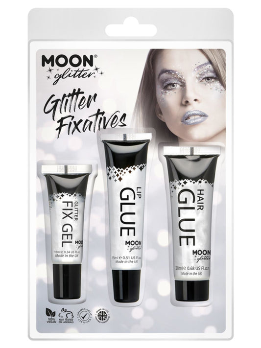 Moon Glitter Fix Gel, Clear, Clamshell, 3pcs Fix Gel, Lip & Hair Glue