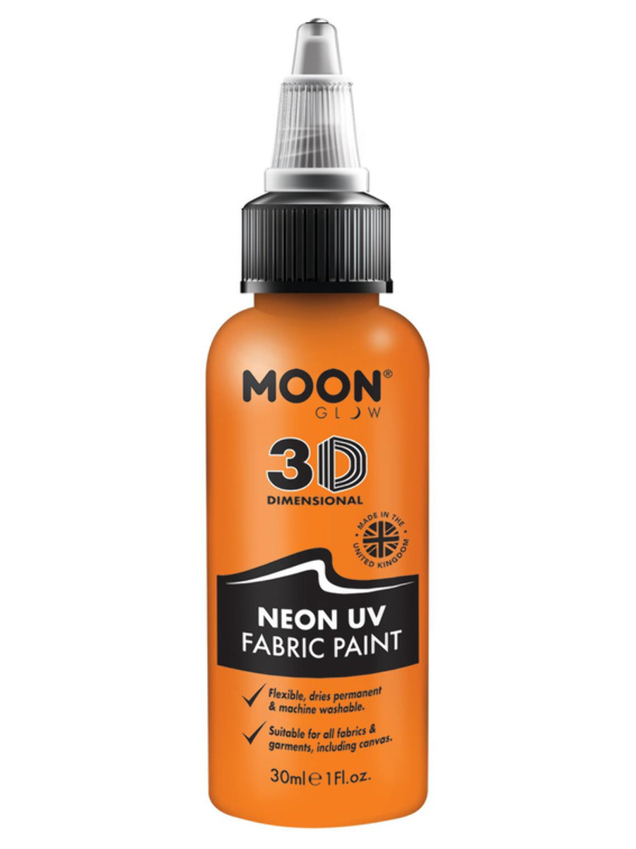 Moon Glow - Neon UV Intense Fabric Paint, Orange, 30ml Single