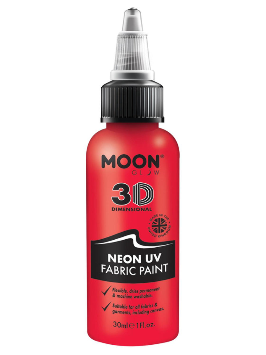 Moon Glow - Neon UV Intense Fabric Paint, Red, 30ml Single
