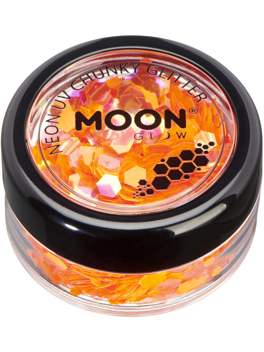 Moon Glow - Neon UV Chunky Glitter, Orange, 3g Single