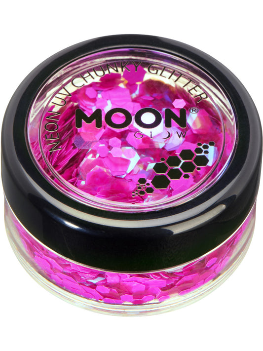 Moon Glow - Neon UV Chunky Glitter, Magenta, 3g Single