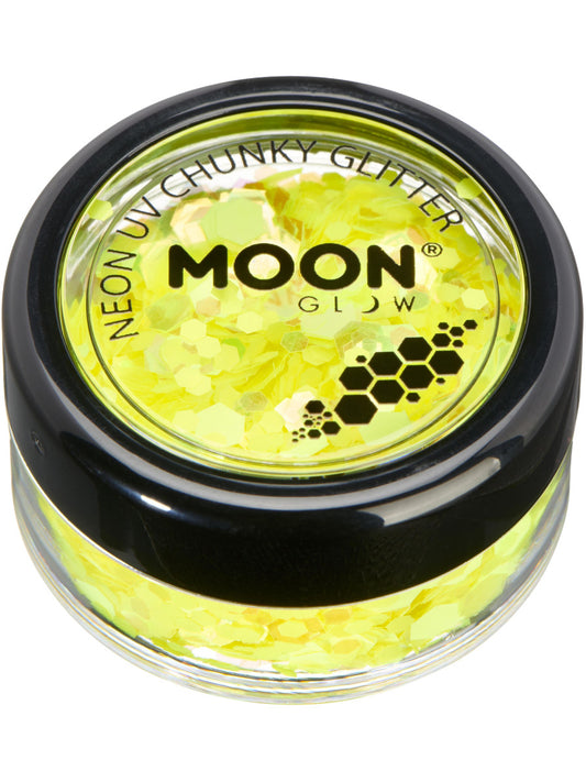 Moon Glow - Neon UV Chunky Glitter, Yellow, 3g Single