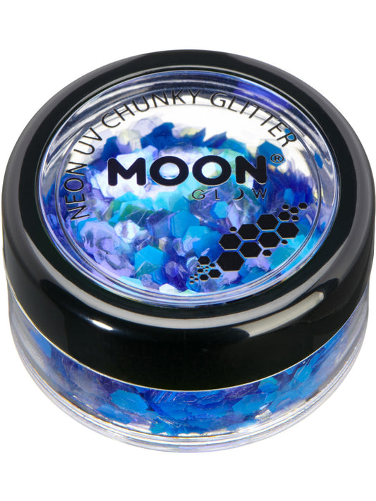 Moon Glow - Neon UV Chunky Glitter, Blue, 3g Single