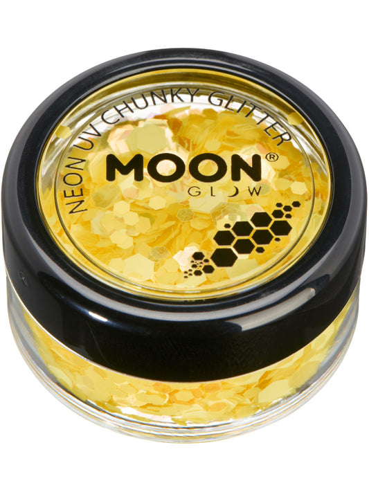 Moon Glow - Neon UV Chunky Glitter, 3g Single -  Golden Yellow
