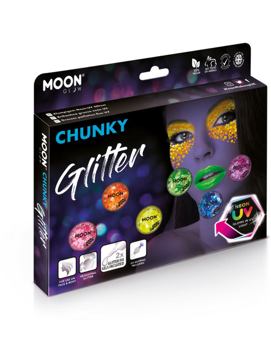 Moon Glow - Neon UV Chunky Glitter, Assorted, 3g Boxset