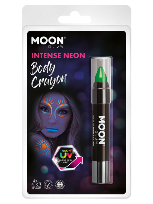 Moon Glow Intense Neon UV Body Crayons, Intense Gr, Clamshell, 3.2g