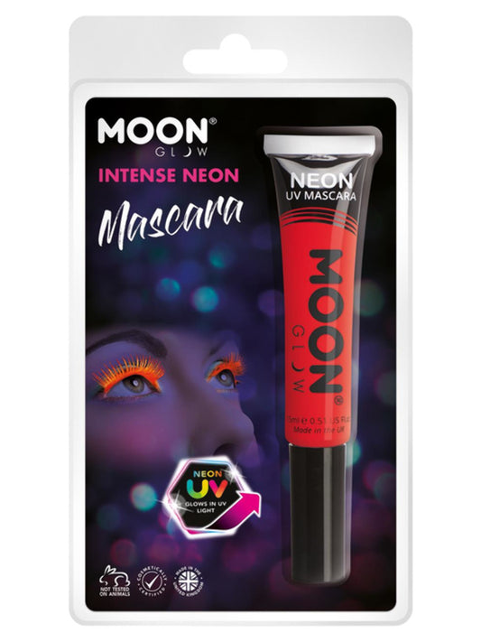 Moon Glow Intense Neon UV Mascara, Intense Red, Clamshell, 15ml