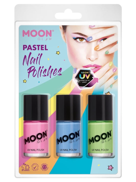 Moon Glow Pastel Neon UV Nail Polish, Clamshell, 14ml - Pink, Blue, Green