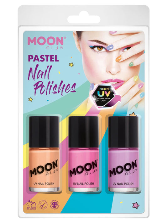 Moon Glow Pastel Neon UV Nail Polish, Clamshell, 14ml - Orange, Pink, Lilac