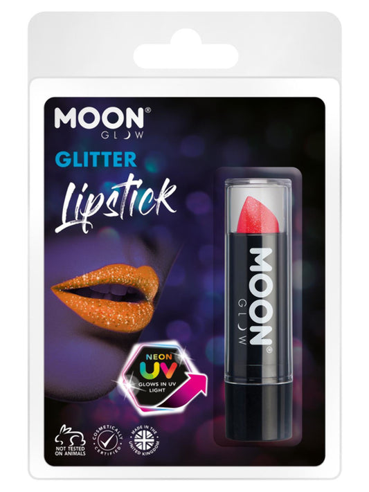 Moon Glow - Neon UV Glitter Lipstick, Red, 4.2g Clamshell 