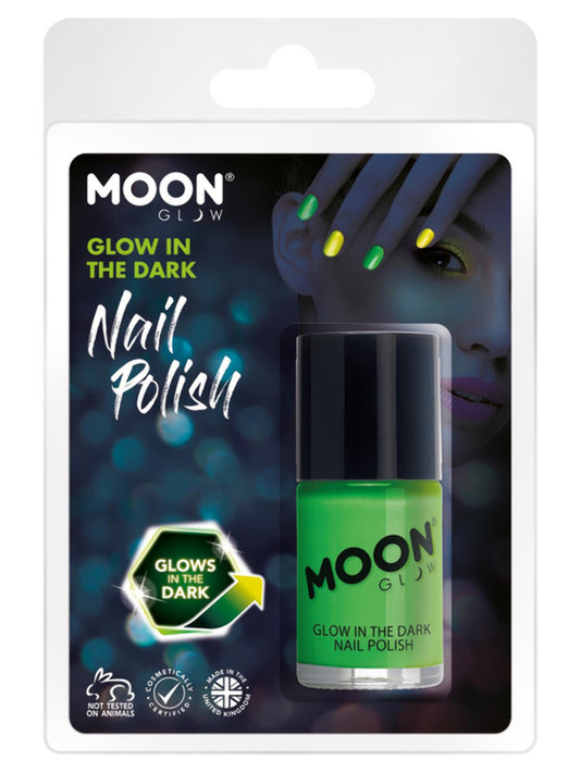 Moon Glow - Glow in the Dark Nail polish, Green, 14ml Clamshell