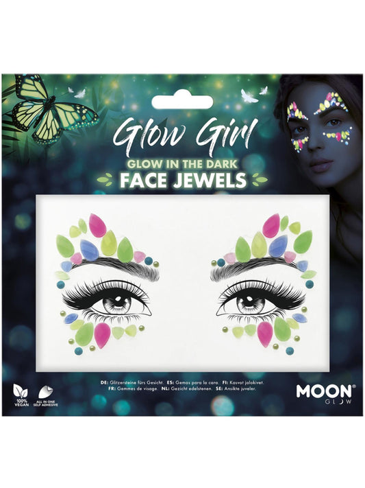 Moon Glow Face Jewels, Glow Girl, Glow In The Dark