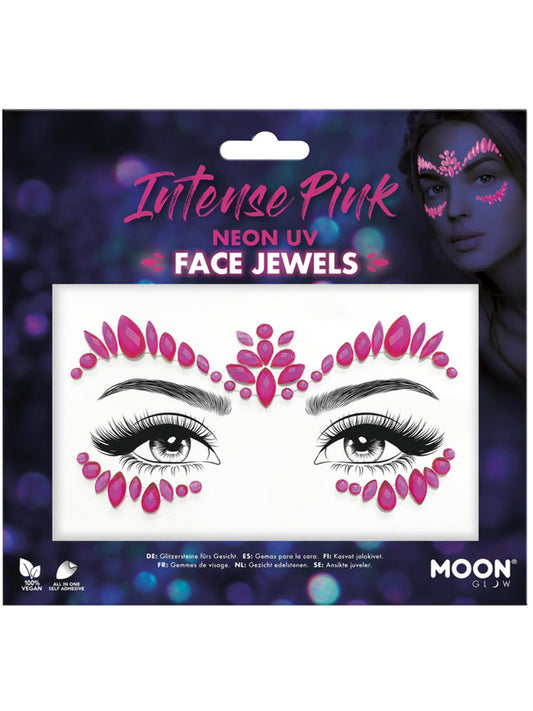 Moon Glow Face Jewels, Intense Pink, Neon UV