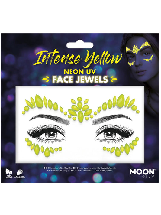 Moon Glow Face Jewels, Intense Yellow, Neon UV