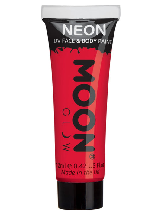 Moon Glow Intense Neon UV Face Paint, Intense Red, Single, 12ml