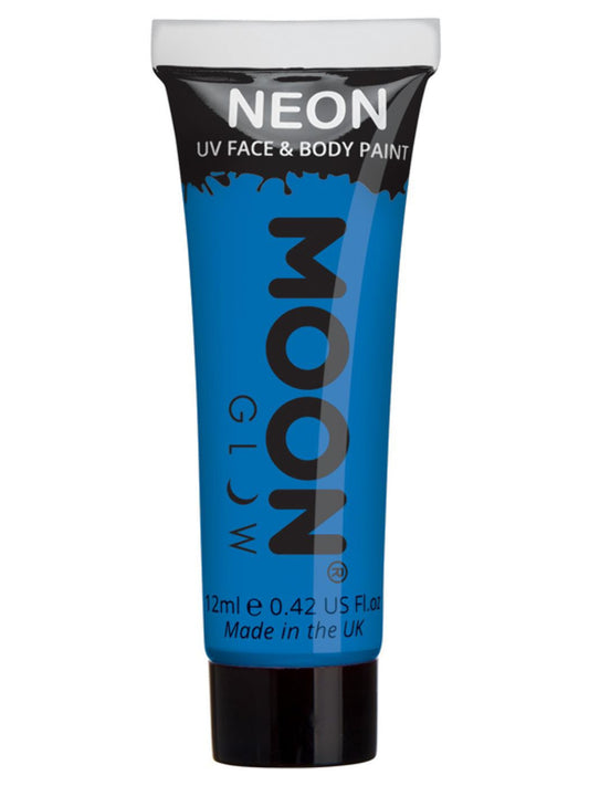 Moon Glow Intense Neon UV Face Paint, Intense Blue, Single, 12ml