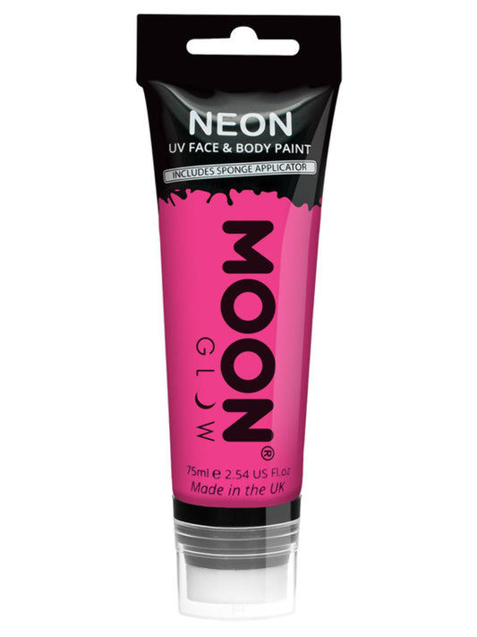 Moon Glow Supersize Intense Neon UV Face Paint, Single, with Sponge Applicator, 75ml - Intense Pin