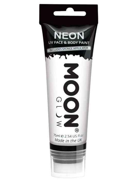 Moon Glow Supersize Intense Neon UV Face Paint, Wh, Single, with Sponge Applicator, 75ml